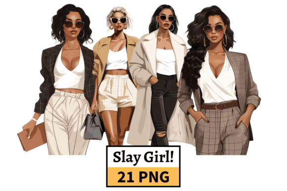 Beautiful Black Fashion Girl Clipart PNG