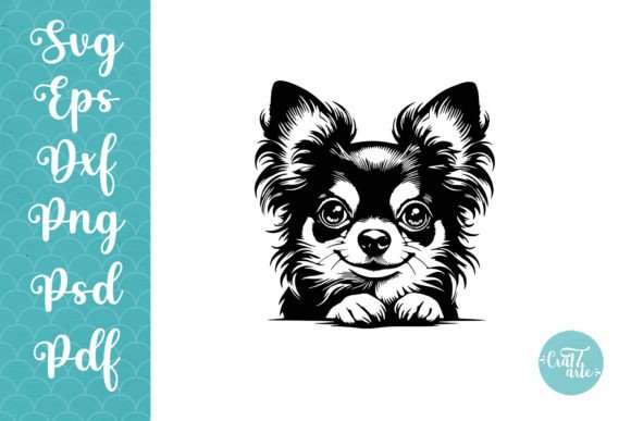 Chihuahua SVG: Peeking Dog Long Haired Design for Crafters and DIY Enthusiasts