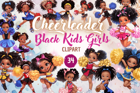 Evaluating the Cheerleader Black Kids Girls - Clipart Bundle for Creative Projects