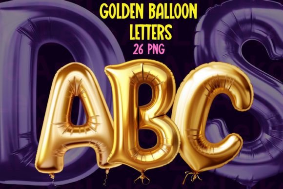 Golden Balloons Alphabet Clipart Guide