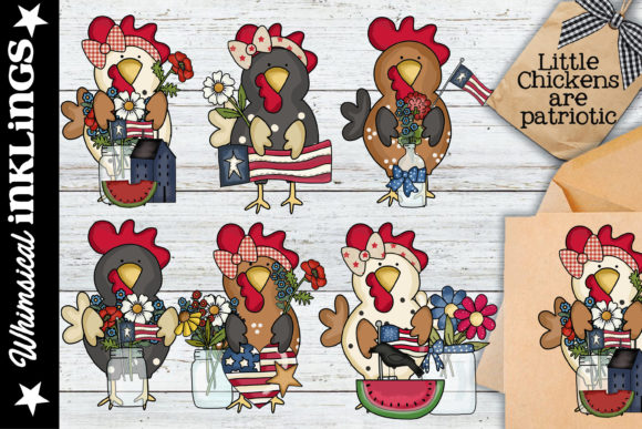 Little Chickens Are Patriotic Clipart
