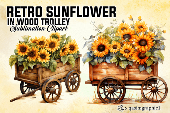 Sunflowers in Wood Trolley Watercolor: A Guide to High-Quality Digital Art