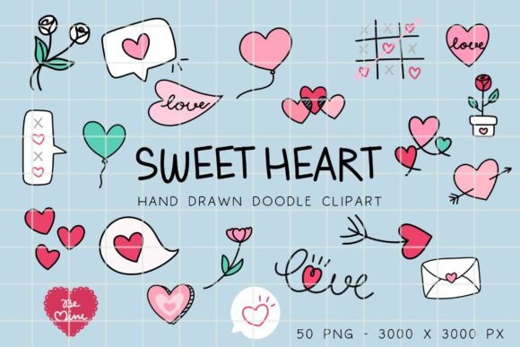 Sweet Heart Hand Drawn Doodle Clipart: A Creative Guide to the 50-Image Valentine's Mega Bundle