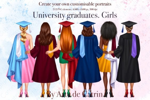 University Graduates Girls Clipart: A Practical Asset for Creative Professionals