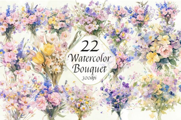 Watercolor Flower Bouquet SVG Bundle