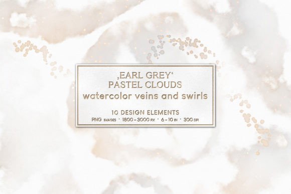 Watercolor Veins Earl Grey White Clouds: Aesthetic Elements for Creative Projects