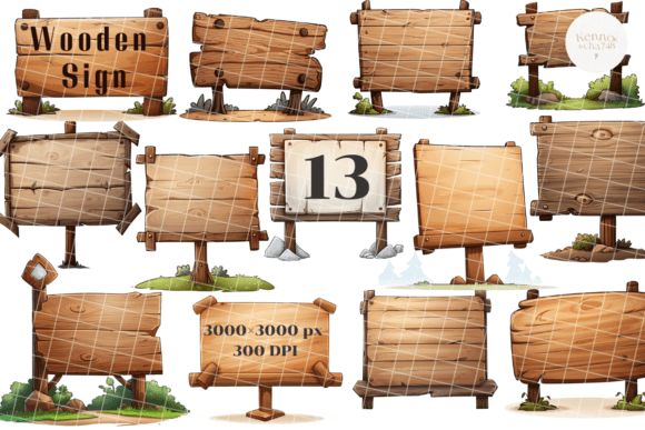Wooden Sign Digital Assets for DIY